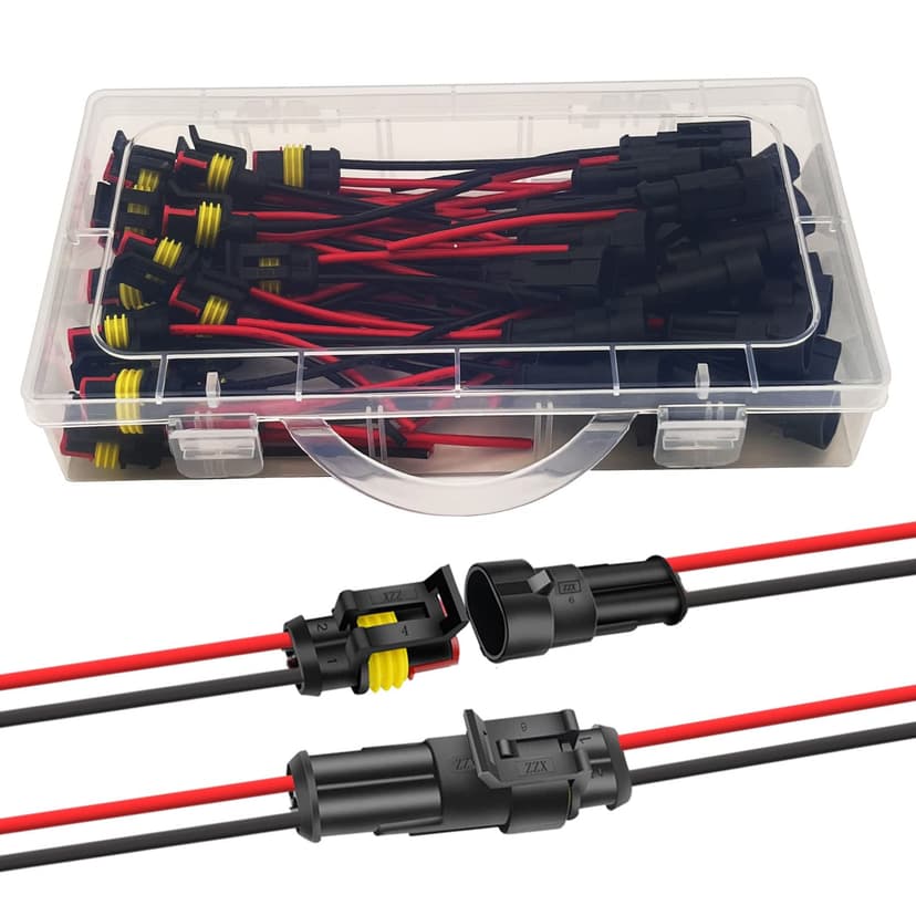 Twippo 20 Kits 16 AWG 2 Pin Connector Waterproof Wire Connectors 2 Pin Automotive Electrical Connectors Quick Disconnect 2 Wire Connectors with 16 Gauge Wire
