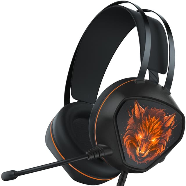 Gaming Headset for Xbox Series X/S, Xbox One, PS5, PS4, PC with 7.1 Surround Sound, Wired Gaming Headphone with Noise Cancelling Mic, Dynamic RGB Light for Xbox Controller, Switch (Black Orange)
