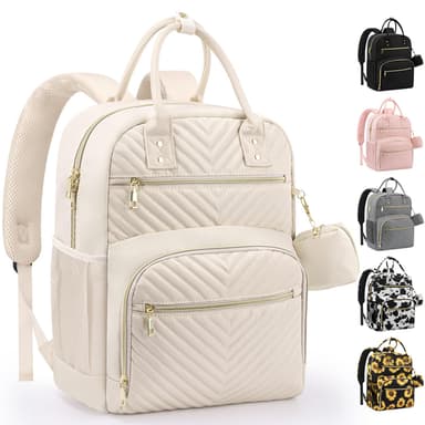 Pritent Diaper Bag Backpack,Baby Essentials Diapers Bag with Pacifier Case,Multipurpose Stylish Large Capacity Travel Backpack for Baby Girl/Boy(M-Beige)