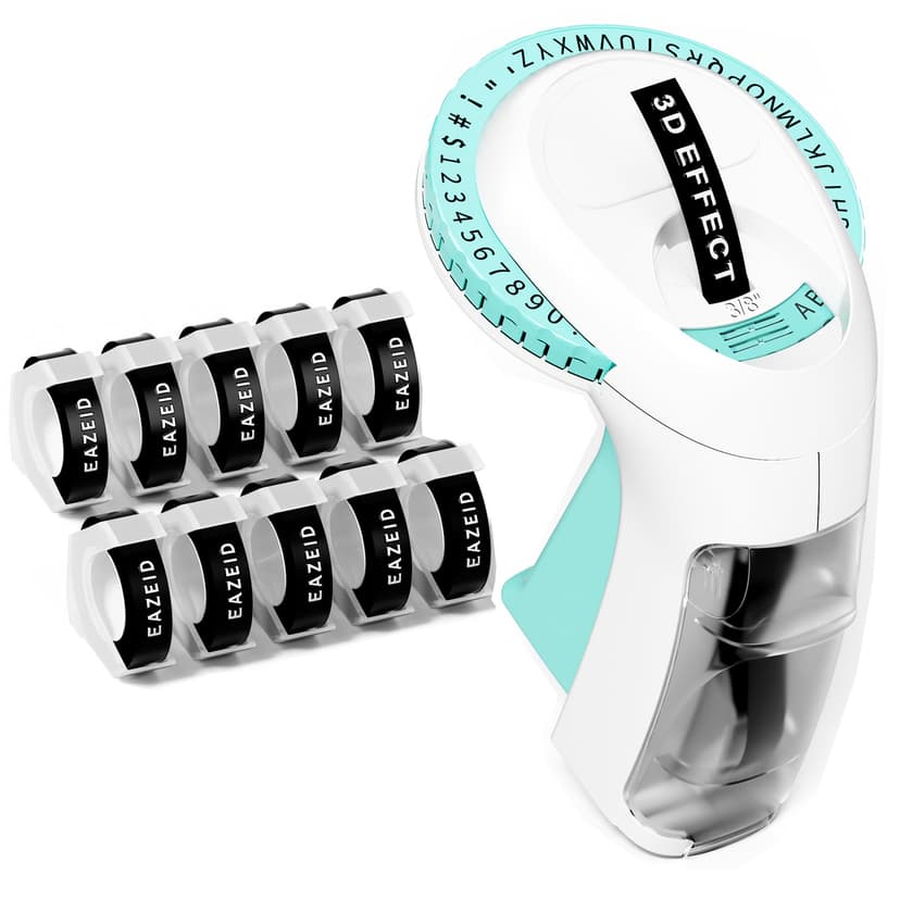 EazeID Embossing Label Maker Manual, Embossed Label Maker Machine with Tapes, Retro 3D Vintage Embosser Labeler with 10 Rolls 3/8 Inch Label Tapes for Home Gifts, DIY Crafting Scrapbooking Supplies
