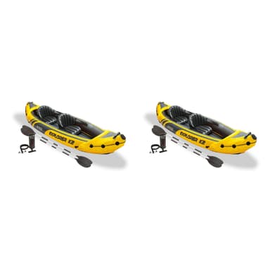 Intex 68307EP Explorer K2 Inflatable Kayak Set: Deluxe 86in Kayak Paddles and High-Output Pump – Adjustable Seats with Backrest – Removable Skeg – 2-Person – 400lb Weight Capacity, 2 Pack