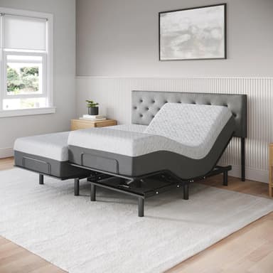 Celestial Aurora Adjustable Bed Base (Frame) + 10 inch Gel Memory Foam Mattress (Medium), Easy Assembly, Head and Foot Lift, Zero Gravity, Memory Positions, CertiPUR-US Bed - Split King