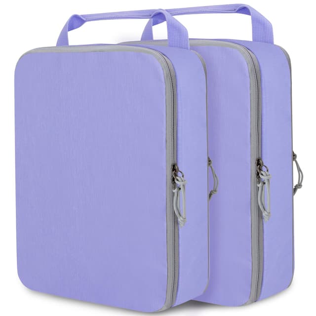 Extra Large Compression Packing Cubes for Travel Essentials, 2 Set Expandable Travel Cubes for Packing Compression Bags Luggage Suitcase Organizer, Purple