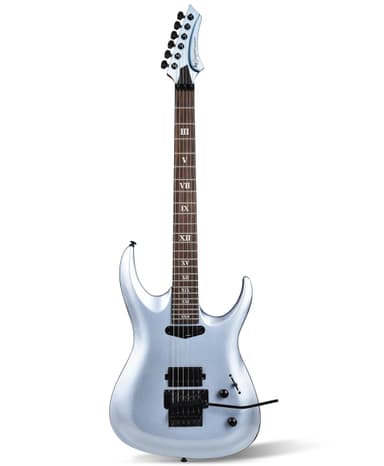 Leo Jaymz Tsunami Electric Guitar Mahogany Body & Roasted Maple Neck, HH Pickups with Rail, Double-Locking Tremolo, 24 Frets(Blue)
