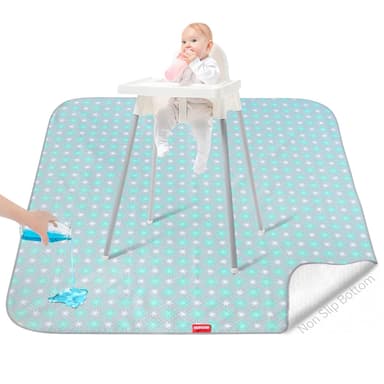 Splat Mat for Under High Chair Mat, 42x46 Inch, Mealtime Baby Splat Mat for Art/Crafts/Playtime, Waterproof Splash Mat, Machine Washable Portable Picnic Floor Mat Baby Feeding Table Cloth