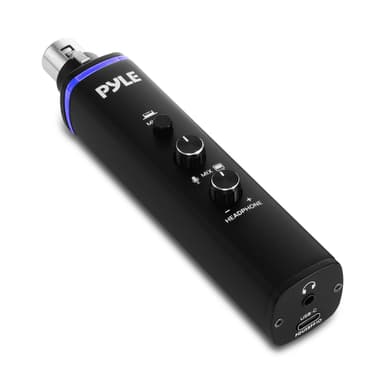 Pyle USB Mic Interface, XLR to USB Adapter with Phantom Power, Volume Control, Plug-and-Play Audio Interface for XLR Microphone Recording, Streaming, Podcasting, PC & Mac, 24-Bit Sound Card