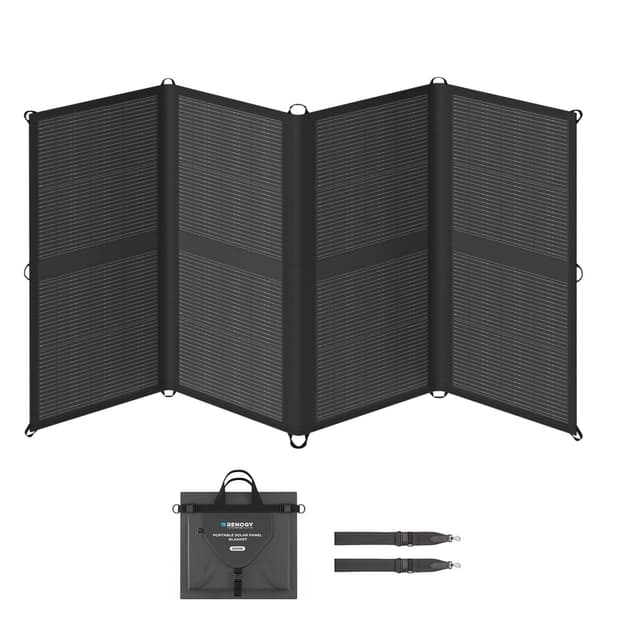 Renogy 200W Portable Solar Panel Blanket, 25% High Efficiency N-Type Foldable Solar Charger for Power Station, Lightweight 8-Fold Space Save, USB-A Type-C Output, For Camping, RV, Pickup Truck, Marine