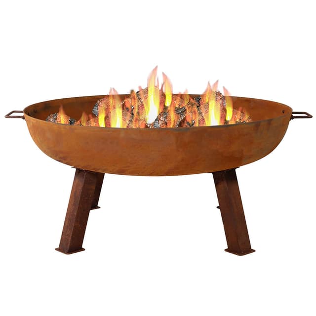 Sunnydaze 34-Inch Cast Iron Heavy-Duty Fire Pit for Outside - Wood-Burning Outdoor Fire Pit Bowl with Handles - Rust