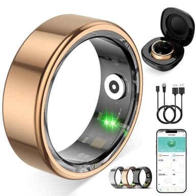 Smart Ring for Women Men,Fitness Tracker Ring with Heart Rate, Sleep Monitoring, Blood Oxygen, Step Counting for iOS and Android, No Subscription Fee, Waterproof, Valentines Day Gifts(Rose Gold, 8)