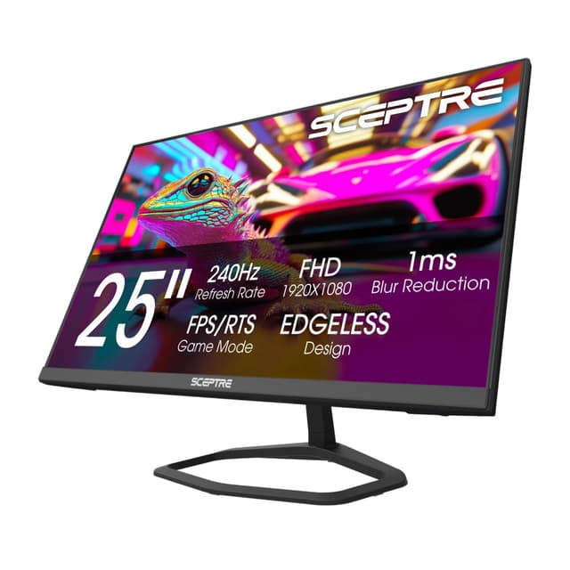 New! Sceptre 24.5-inch Gaming Monitor 240Hz 1ms DisplayPort x2 HDMI x2 100% sRGB AMD FreeSync Premium Build-in Speakers, Machine Black 2026 (E255B-FWD240 Series)