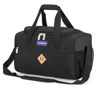 17X10X9 Inches United Airlines Personal Item Under Seat Duffel bag Suitable for Major Airlines including United, Spirit, Jetblue, Frontier, and American - Duffel Bag Design (Black)