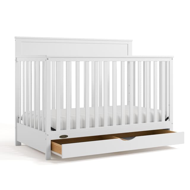Graco Shiloh 5-in-1 Convertible Crib with Drawer – GREENGUARD Gold Certified Baby Crib Crafted from Wood, Converts to Toddler Bed, Daybed, and Full-Size Bed, White