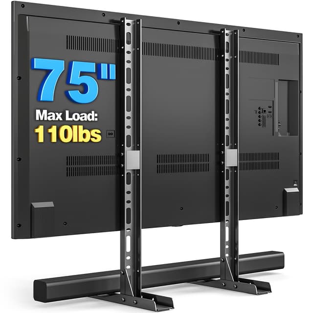 Rfiver Universal TV Stand for 20-75 inch Flat Curved TVs, Height Adjustable Table Top TV Stand, TV Feet with Cable Management,Steel Replacement TV Legs Holds up to 110 lbs, Max VESA 800x600mm, Black