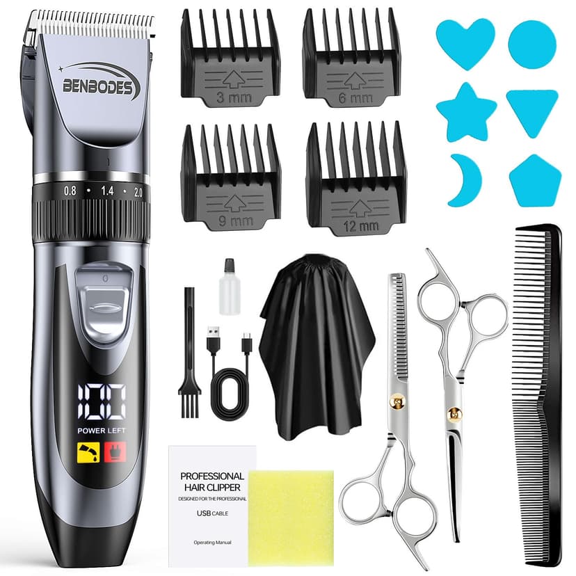 Benbodes Hair Clippers & Beard Trimmer Grooming Kit for Men,Professional Hair Cutting kit,Electric Cordless Rechargeable Hair Trimmer with LED Display for Home Personal Hair Grooming, Gifts for Men