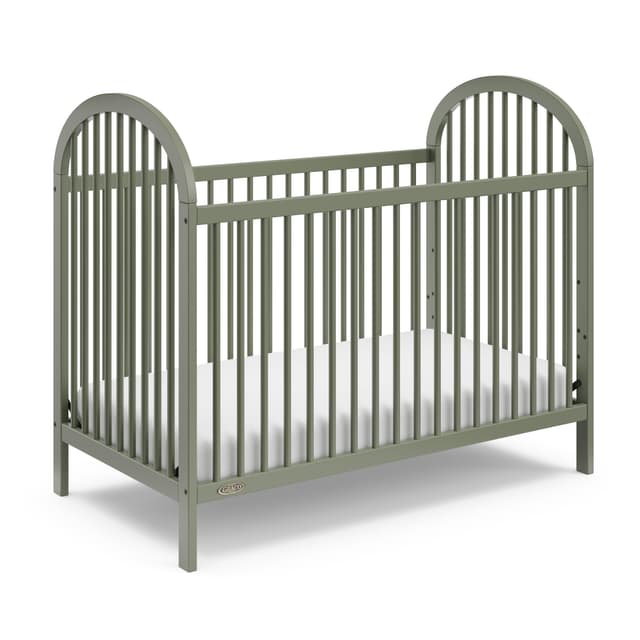 Graco Olivia Convertible Crib (Olive) – GREENGUARD Gold Certified, 100% Solid Wood, Fits Standard Crib Mattress, Converts to Toddler Bed and Daybed, 4 Adjustable Mattress Heights