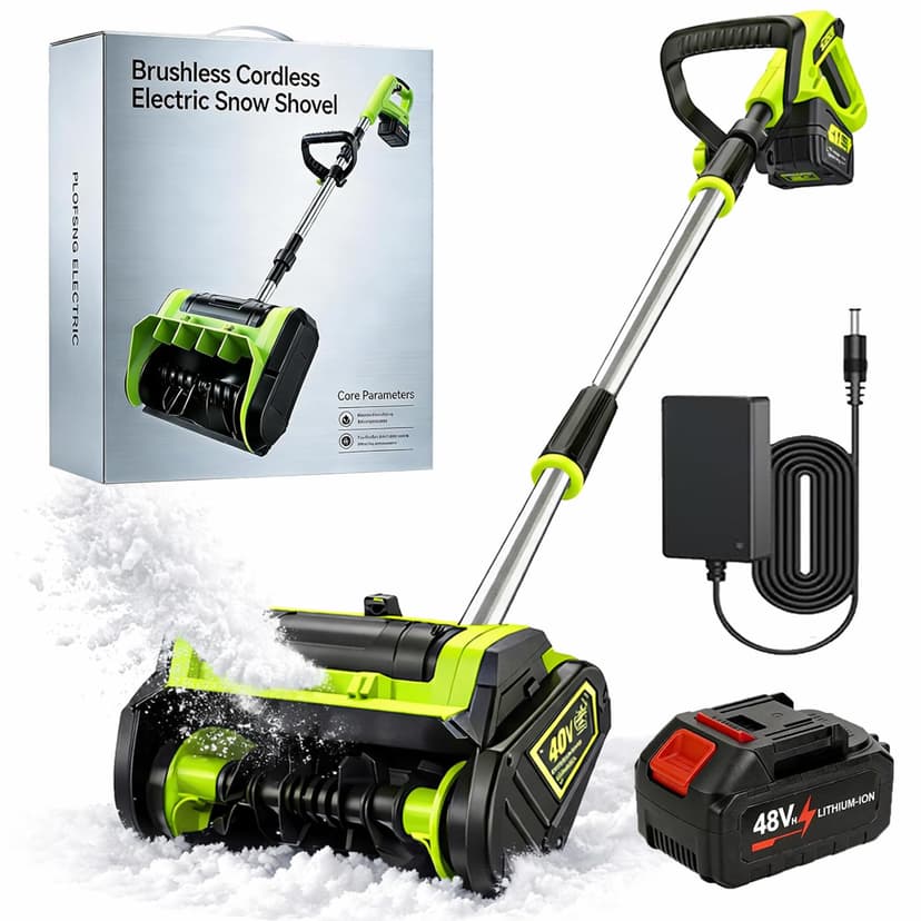 40V Cordless Brushless Snow Shovel, 13-Inch Electric Snow Blower with 4.0Ah Batteries, Battery-Powered Snow Removal with 26FT Throw Distance for Driveway, Deck, Patio & Steps (with 1 Battery)