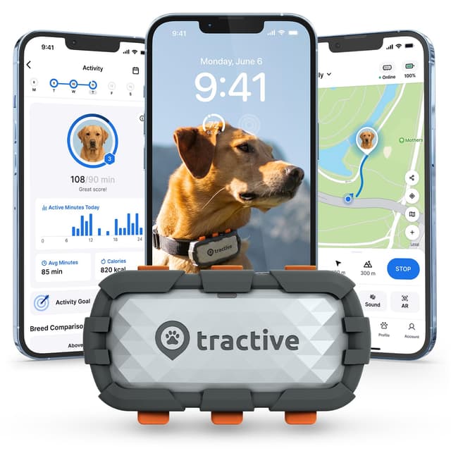 Tractive XL Smart Dog GPS Tracker | Live Pet Tracker with Virtual Fence | Vital Signs Monitoring of Heart & Respiratory Rate | Up to 1-Month Battery Life | Dog Collar Attachment (Adventure Edition)