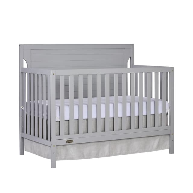 Dream On Me Cape Cod 5-In-1 Convertible Crib In Pebble Grey, Greenguard Gold And JPMA Certified, Built Of Sustainable New Zealand Pinewood, 3 Mattress Height Positions