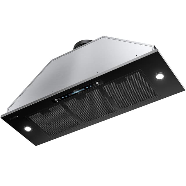 HisoHu Built-in/Insert Range Hood 900 CFM, Ducted/Ductless Convertible Duct, Stainless Steel Kitchen Vent Hood with 2 Pcs Adjustable Lights and 3 Pcs Baffle Filters (black, 36 inch)