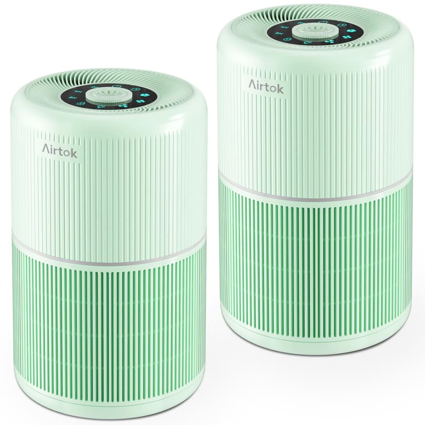 2 Pack Air Purifier for Home Bedroom with H13 True HEPA Filter for Smoke, Smokers, Dust, Odors, Pollen, Pet Dander | Quiet 99.9% Removal to 0.1 Microns | Green Available for California