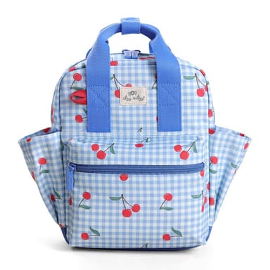 Itzy Ritzy Toddler Backpack - Daycare Bag - Features Adjustable Shoulder Straps, 2 Side Pockets & Spacious Interior with Wipeable Fabric Lining & Name Label, Cherry
