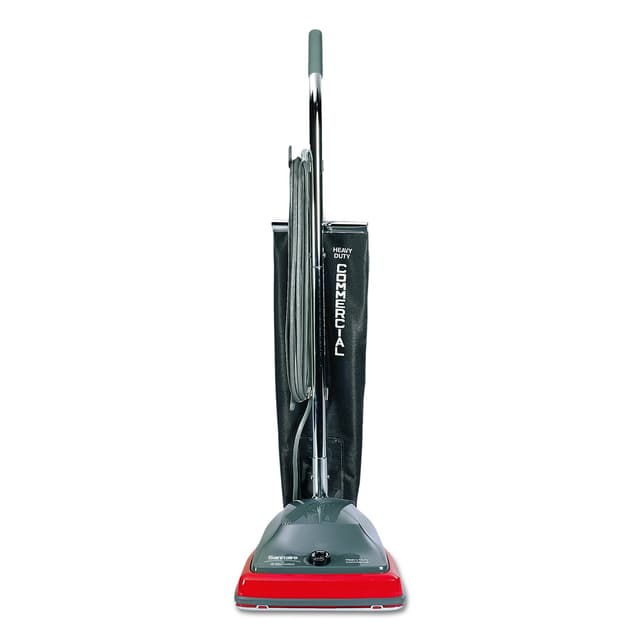 Sanitaire SC679J Commercial Lightweight Upright Vacuum, Bag-Style, 12lb, Gray/Red