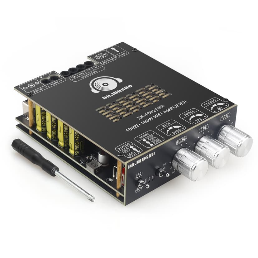 ZK-1002T Max 100W+100W Power Amplifier Board, 2.0 Channel Audio Power Amplifier,TPA3221 Chip with Bluetooth/AUX/USB Input Mode Selection Toggle Switch