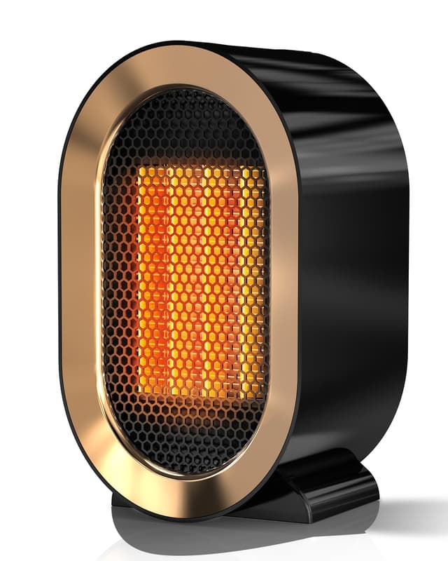 QQT Electric Space Heater,Portable Energy Efficient Space Heaters for Indoor Use,Two-Speed Portable Heater Fan for Office with Adjustable,Overheating Protection,Dark Black