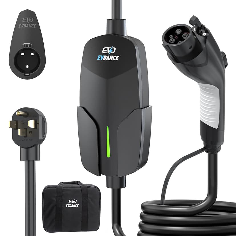 EVDANCE Level 2 EV Charger 32Amp, 7.68kW Portable & Home EV Car Charger with 25FT Cable, NEMA 14-50 Plug, IP66 Waterproof, 240V Electric Vehicle Charging Station Compatible with All J1772 EVs