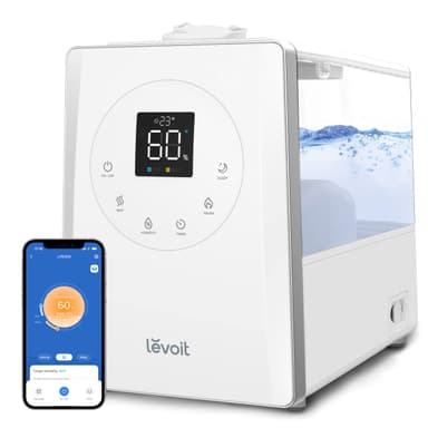 LEVOIT LV600S Smart Warm and Cool Mist Humidifiers for Home Bedroom Large Room, (6L) 753ftยฒ Coverage, Quickly & Evenly Humidify Whole House, Easy Top Fill, App & Voice Control - Quiet Sleep Mode
