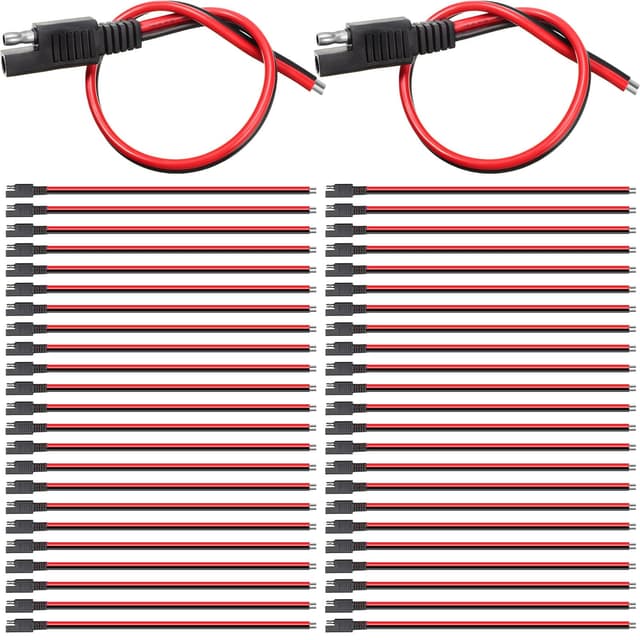 Frienda 48 Pack 14 Awg Connectors Cable Compatible with SAE 30cm 2 Pin Single Plug Disconnect Power Automotive Extension Cable for Motorcycles Cars Charger