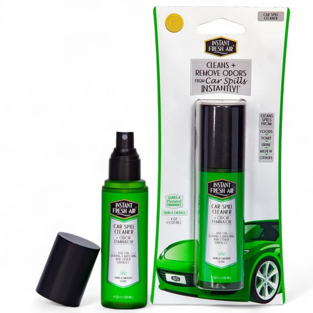 Advanced CAR SPILL Upholstery Cleaner & Odor Eliminator, Car Interior Cleaner with NoxBan & Natural Enzymes, Safe for Pets & Family, Ideal for Cars, Boats, RVs, Vanilla Scent 4 Oz. - INSTANT FRESH AIR