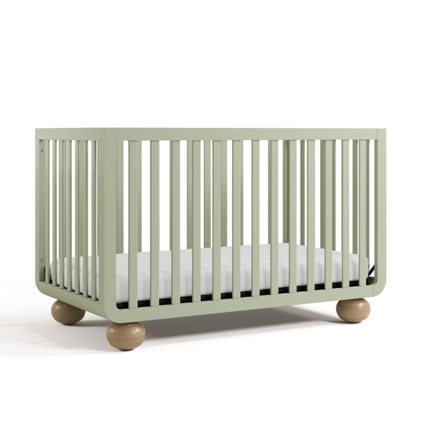Storkcraft Amalfi 5-in-1 Convertible Crib with Toddler Guardrail (Sage & Driftwood) – GREENGUARD Gold Certified, Toddler Bed Conversion Kit Included, Fits Standard Crib Mattress, Converts to Full Bed