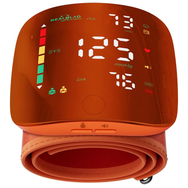 Wrist Blood Pressure Monitor with Led Touch Screen -Adjustable Wrist Blood Pressure Cuff from 5.1 inches to 9.3 inches,Rechargeable Wrist bp Monitor with 99x2 Reading Memory and Carrying Case(Orange)
