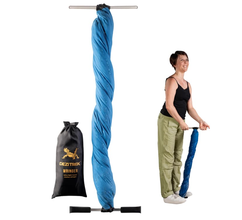 Dezitrek Ultra-Light Clothes Wringer – 2025 Upgraded Version with Wider Towel – Manual Hand Crank Laundry Dryer for Travel, Camping & Off-Grid Use – Compact & Eco-Friendly