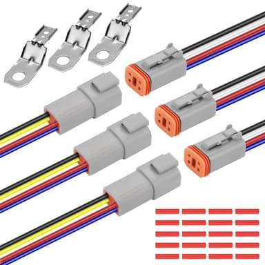 DT 4 Pin Waterproof Connector for Deutsch, 14 AWG Cable Automotive Electrical Connector Male Female Plug Wiring Harness for Car, Truck, Boats, LED Work Light (4 Pin)