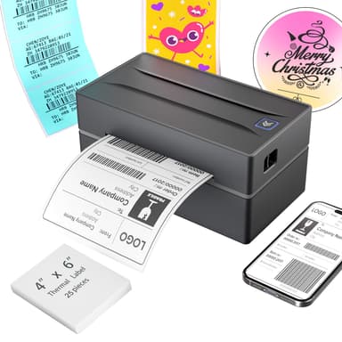 Bluetooth Thermal Shipping Label Printer: 4x6 Wireless Label Maker with Tape for Small Business - Compatible with iPhone, Android, Windows & Mac, Widely Used for USPS UPS Ebay Amazon Shopify Etsy