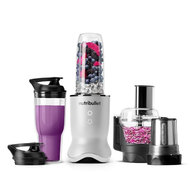 nutribullet Ultra Plus+ 3-1 Compact Kitchen System, 1200W Kitchen System with Blender, Food Processor, and Coffee and Spice Grinder, 32oz and 24oz Blending Cups, 2-Cup Food Processor, Pearl White