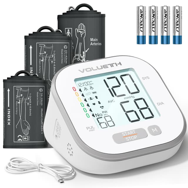VOLUETH Blood Pressure Monitor for Home Use - 3 Size Cuffs, Small 6"-10", Medium/Large 9"-17" and Extra Large 13"-24", HSA FSA Eligible Items/Perfect for Family Health Monitoring