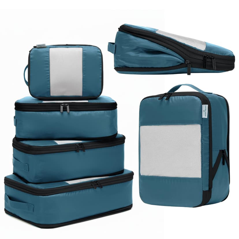 6-Pack Large Compression Packing Cubes for Travel - Lightweight Compression Packing Cube Set, Water-Resistant Luggage Organizer Bags & Suitcase Organizers, Travel Cubes for Carry-On, Checked Luggage