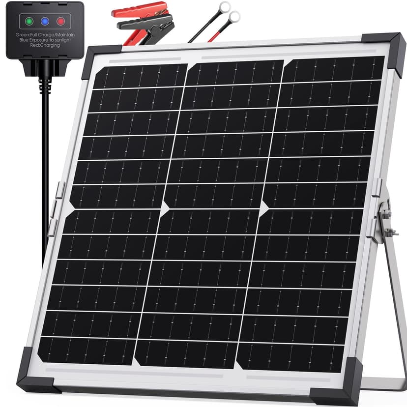 Callsun 20W Solar Battery Charger & Maintainer, 12V Waterproof Trickle Charger Kit with IP68 Intelligent Controller, Overcharge & Reverse Protection for Car, Boat, RV, Motorcycle, Trailer, Truck