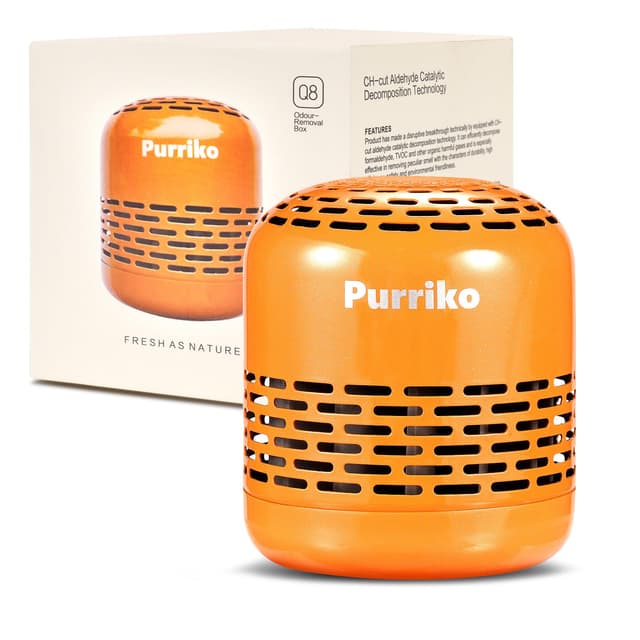 Purriko Refrigerator Deodorizer,Lasts up to 10 Years,Refrigerator Odor Eliminator,Fridge Deodorizer,More Effective Than Baking Soda Bamboo Air Purifying Bags,Orange
