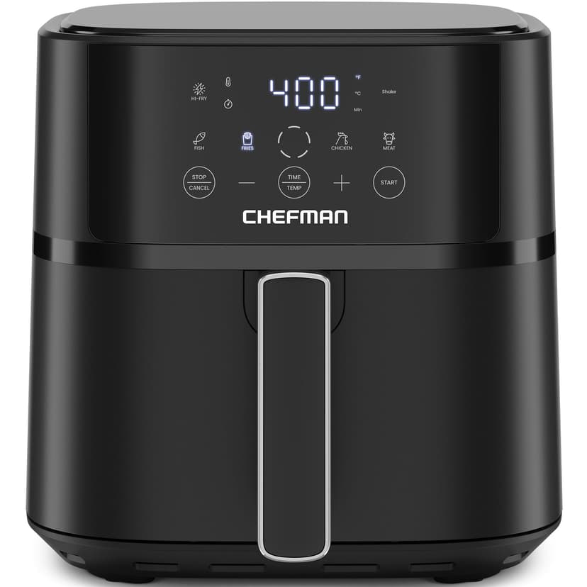 Chefman Air Fryer – 6 QT Compact Airfryer for Quick & Easy Meals in Minutes, Features Hi-Fry Technology for Extra Crisp, Touchscreen Controls with 4 Presets, Nonstick & Dishwasher Safe Basket - Black