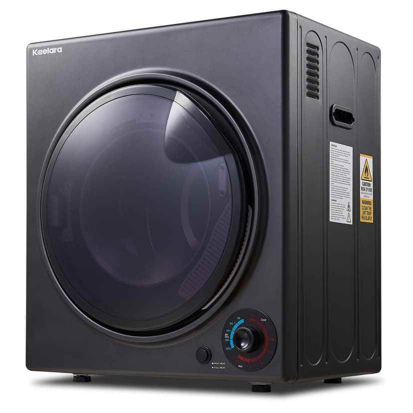 Kaelara Portable Dryer 3.5 cu.ft, 1500W Compact Dryer with Stainless Steel Tub, 4 Drying Mode, Overheat Protection, Apartment, Dorms, RVs, Black