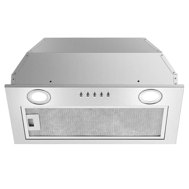 JOEAONZ Range Hood Insert 20 Inch Stainless Steel with 5-layer Mesh Filter, Hood Vent for Kitchen Built-in Mount Dual LED, Ducted/Ductless Convertible Kitchen Exhaust Fan, Push Button Control