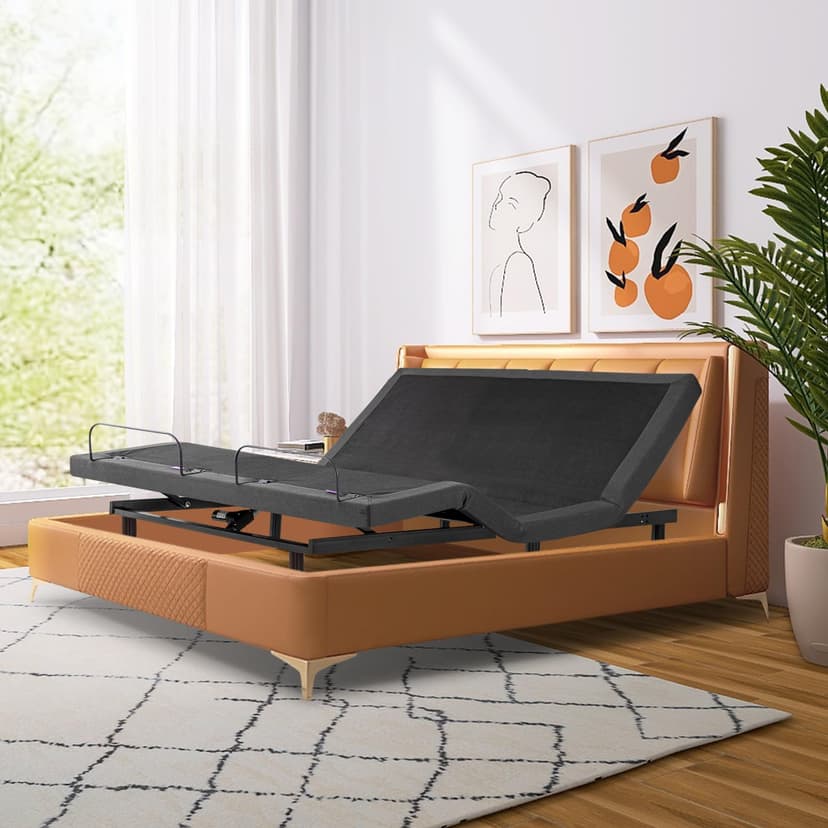 Vipbear Twin XL Adjustable Beds with Thickened Foam Frame, Adjustable Bed Base with Wireless Remote, Separate Head/Foot Lift, Easy Assembly, Sturdy Metal, Smart Electric Bed Frame