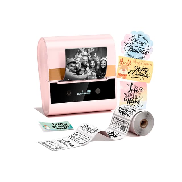Phomemo Label Printer -M260 Address Label Maker Machine with Tapes,Bluetooth Thermal Label Printer, for Gift Decoration,Name Tag,Barcode,Logo, Easy to Use with Phones& PC - Pink