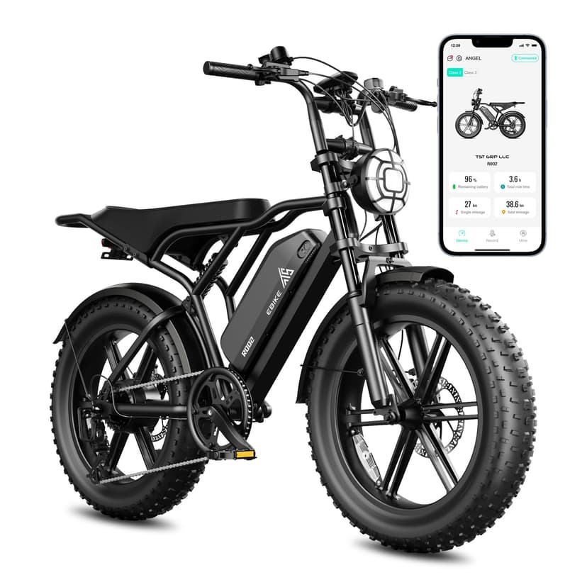 TST Electric Bike for Adults, 1500W Peak Brushless Motor 28 MPH 100 Miles Fat Tire E Bike with 48V 15Ah Removable Battery 20" Electric Bike Hydraulic Suspension and Rear Seat UL 2849 Certified