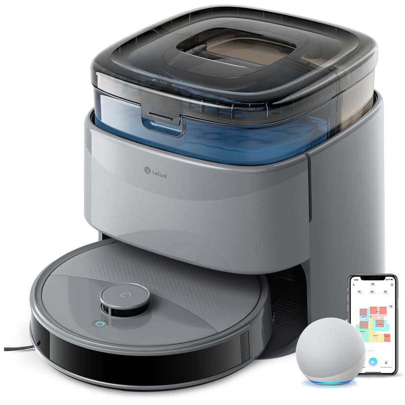 Lefant LiDAR Robot Vacuum and Mop, 20000Pa Suction, 90-Day Self-Emptying, Obstacle Avoidance, Auto Mop Washing&Drying, All-in-One for Pet Hair Carpet, 5G WiFi Alexa/APP/iWatch Control, M3 Max