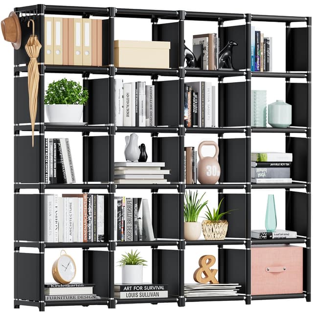 Mavivegue 20 Cube Book Shelf, Storage Organizer, Large DIY Bookcase, Metal Cube Bookshelf, Cubbies Closet Storage Organizer Shelves for Bedroom,Living Room,Home,Office